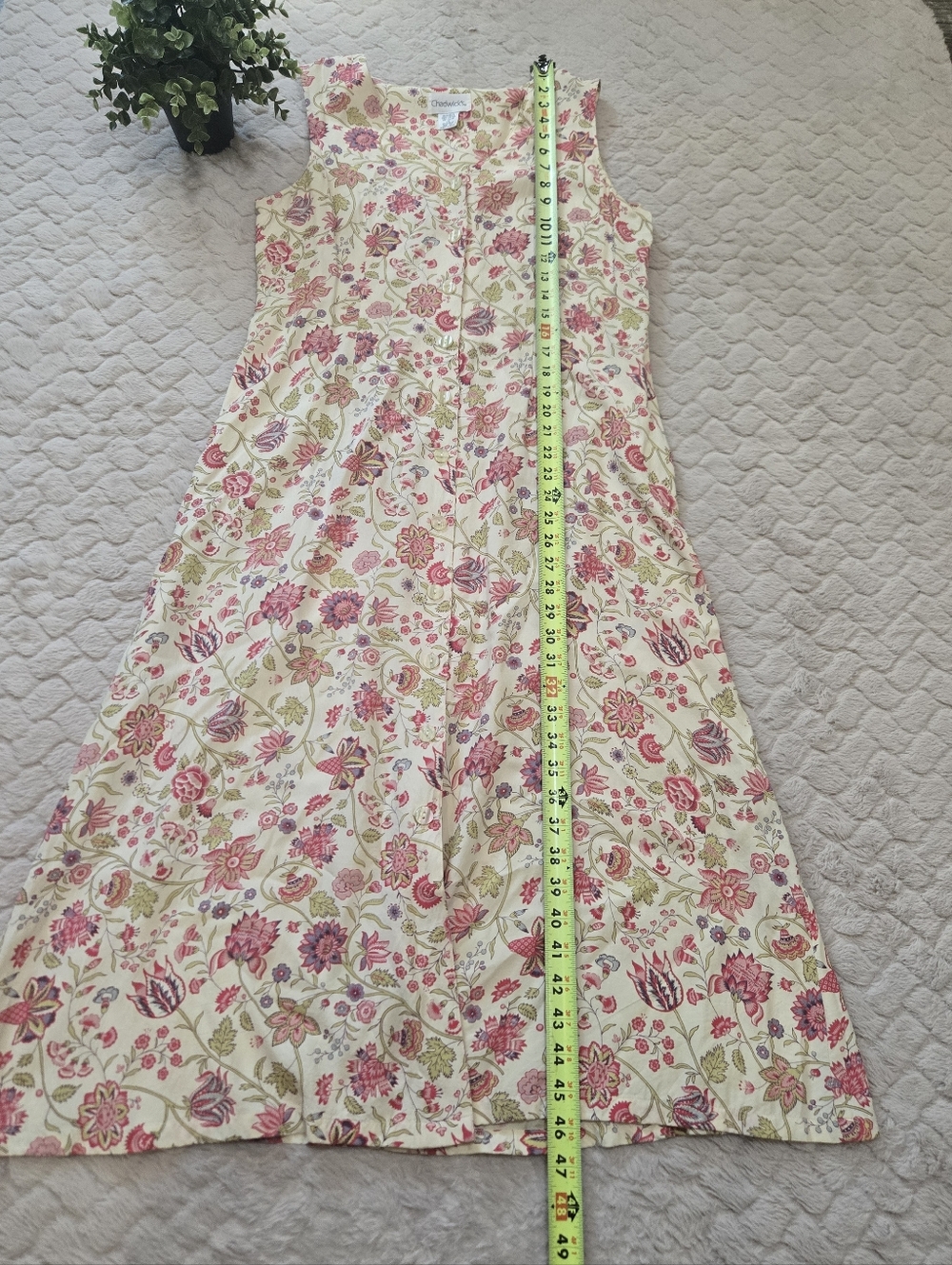 Chadwicks Cream Floral 90s Sleeveless Button-Front Cottagecore Maxi Dress, 12P - Picture 4 of 7